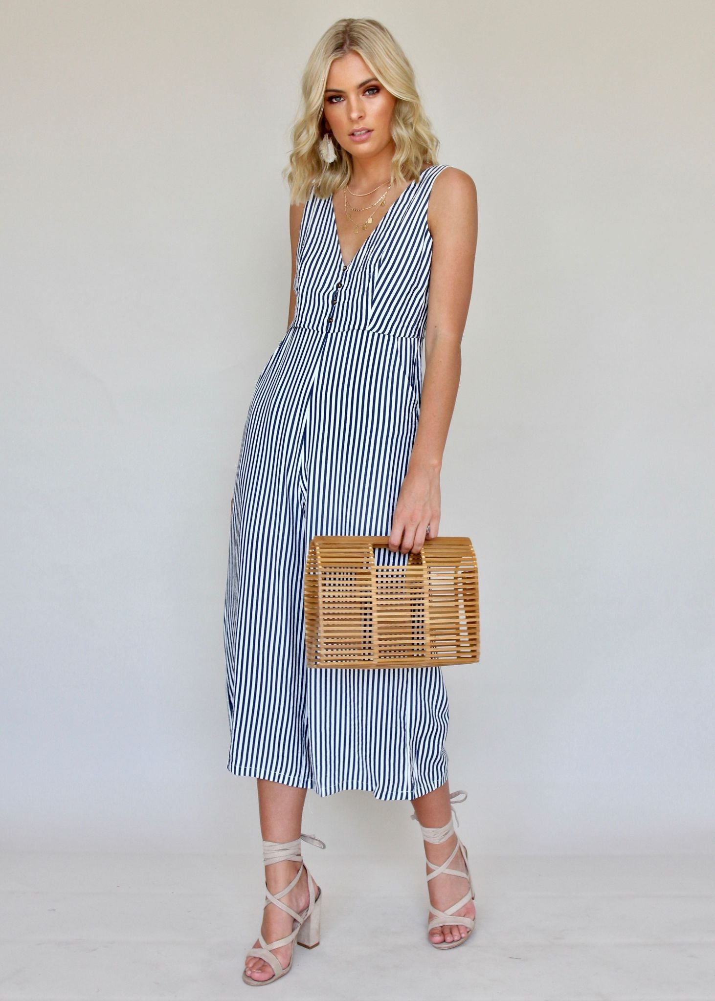 Boderie Pantsuit - Navy Stripe