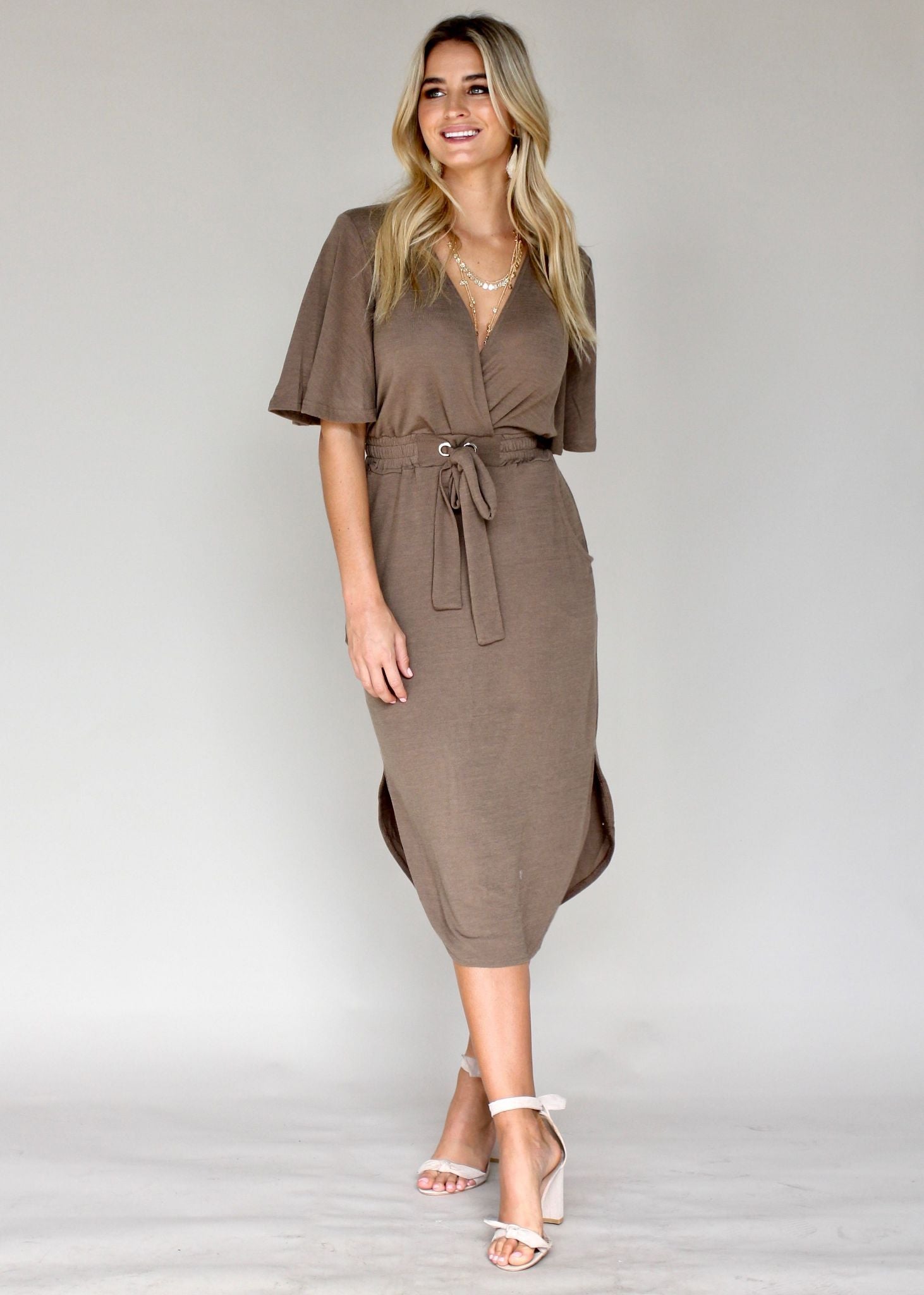 Run & Tell Midi Dress - Khaki