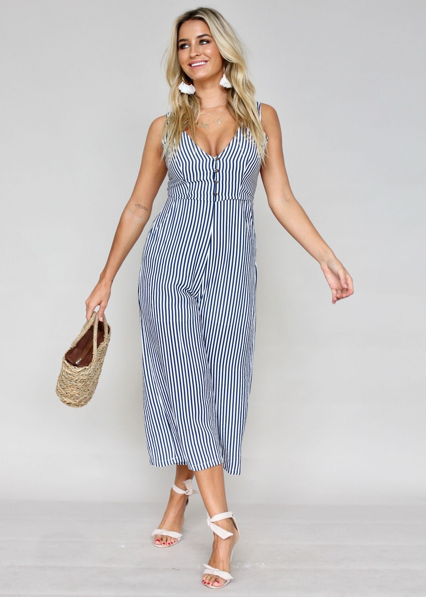 Boderie Pantsuit - Navy Stripe