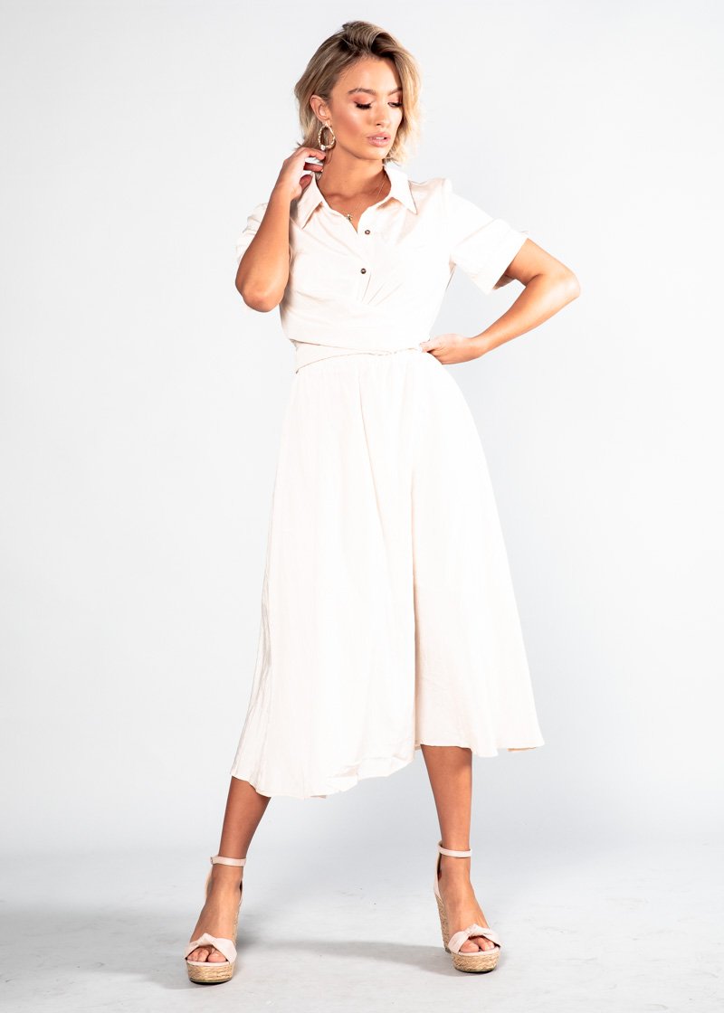 Delicate Hearts Midi Shirt Dress - Peach
