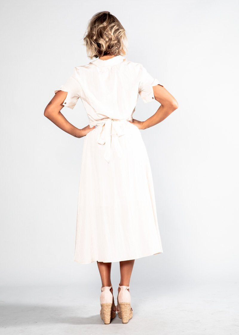 Delicate Hearts Midi Shirt Dress - Peach