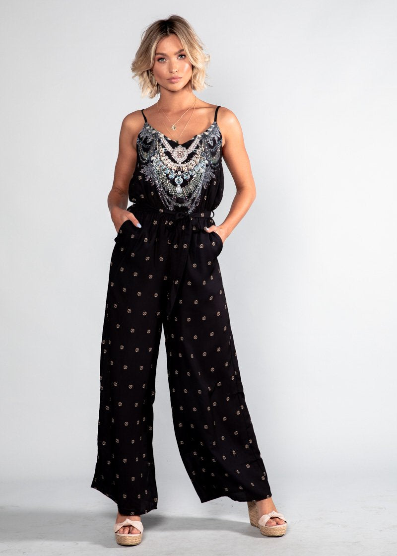 Eastside Pantsuit w/ Tie - Black Jewel