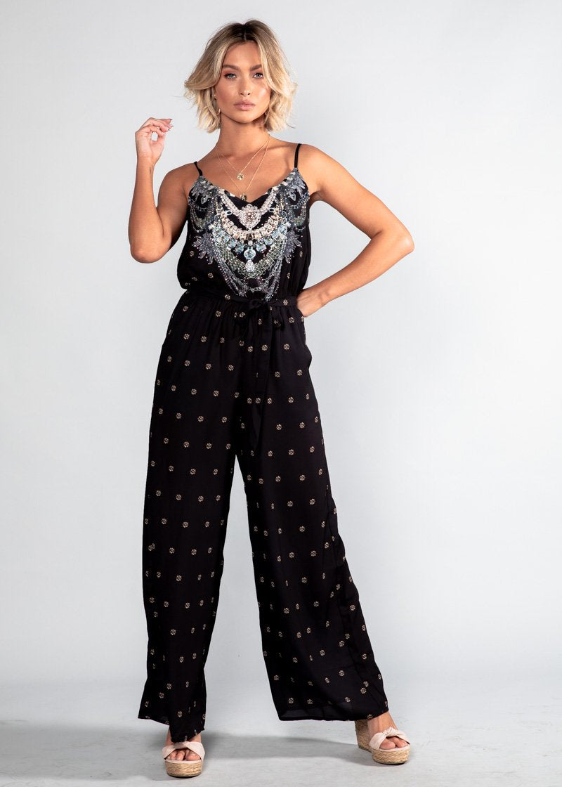 Eastside Pantsuit w/ Tie - Black Jewel
