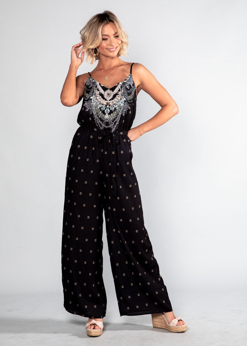 Eastside Pantsuit w/ Tie - Black Jewel