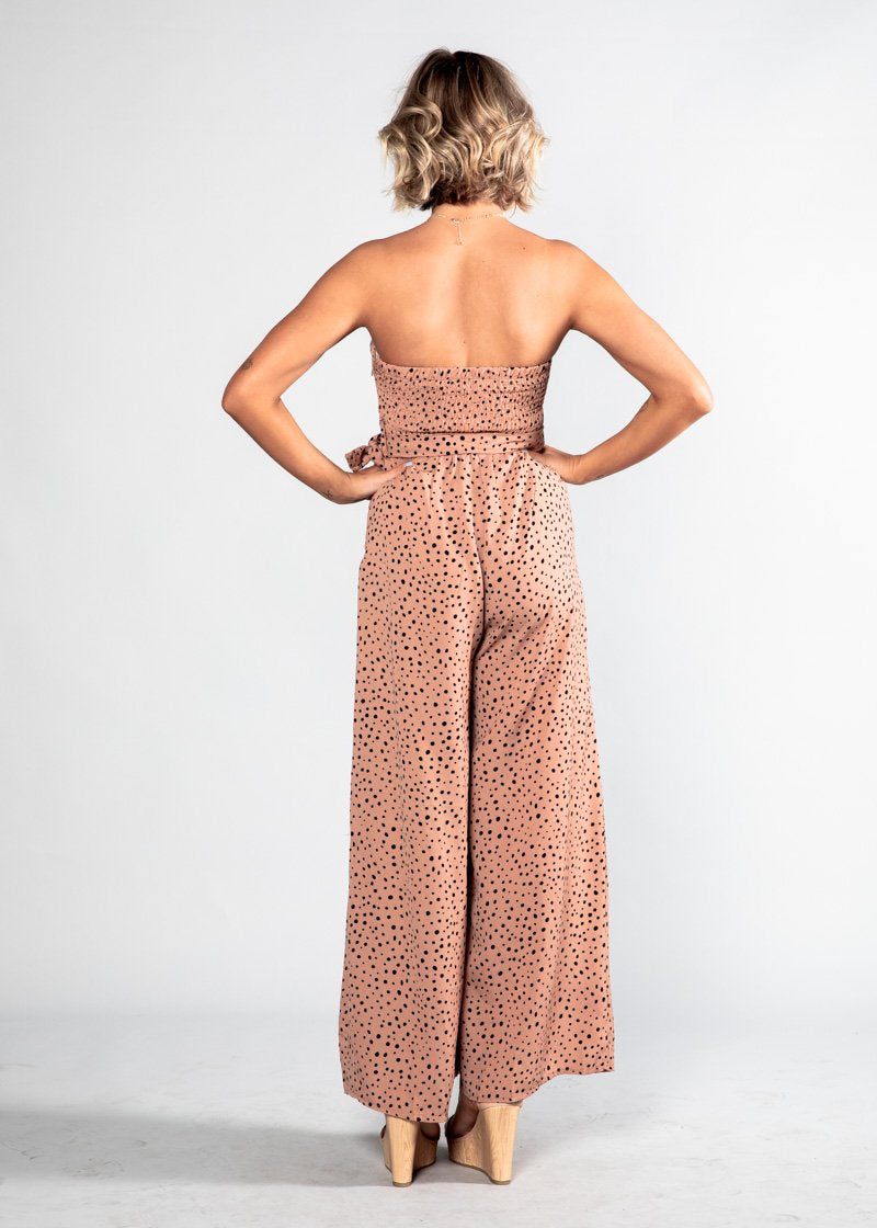Guilt Free Strapless Pantsuit - Terracotta Polka