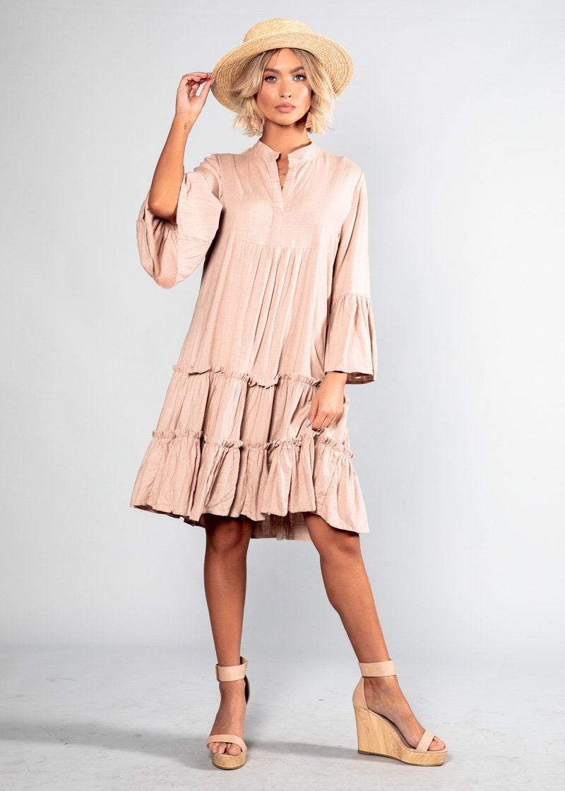Outlier Linen Tunic Midi Dress - Blush