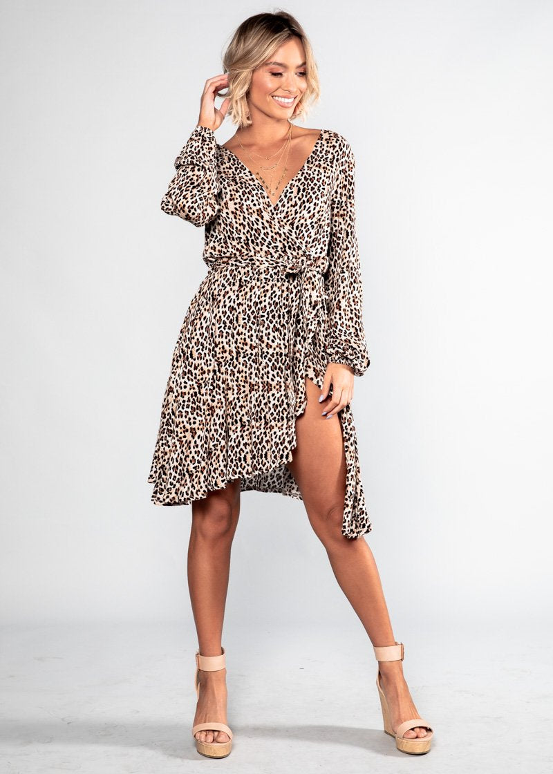 Delano Swing Dress w/ Tie - Cheetah