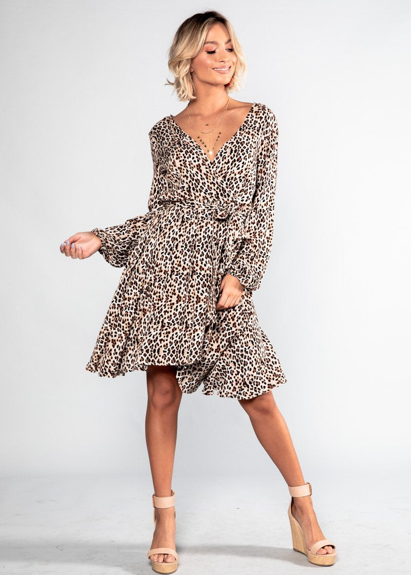 Delano Swing Dress w/ Tie - Cheetah