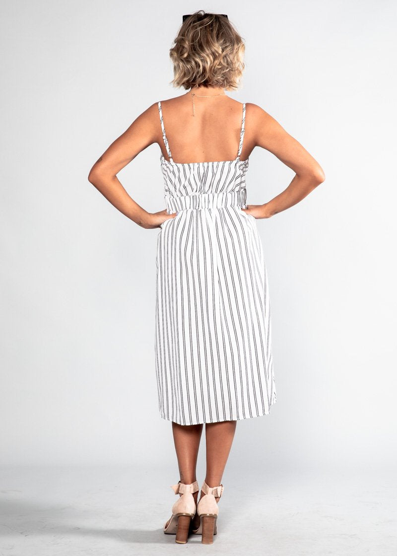 Baby Hold On Midi Dress - White Stripe