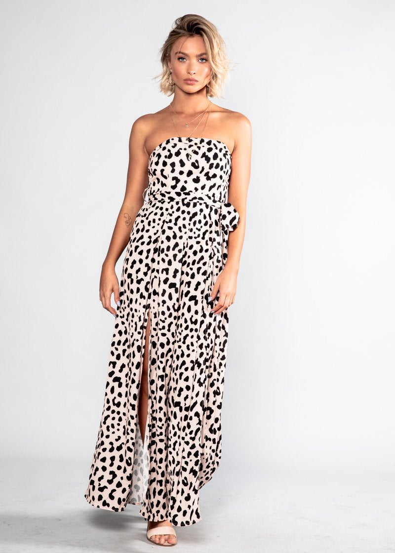 Guilt Free Strapless Pantsuit - Blush Leopard