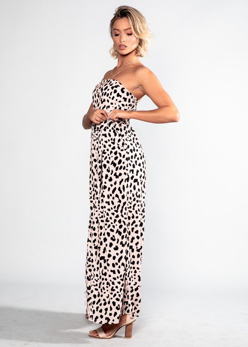 Guilt Free Strapless Pantsuit - Blush Leopard