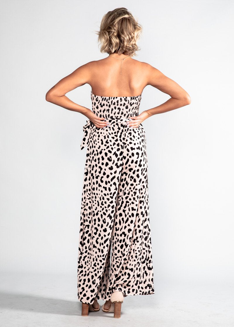 Guilt Free Strapless Pantsuit - Blush Leopard