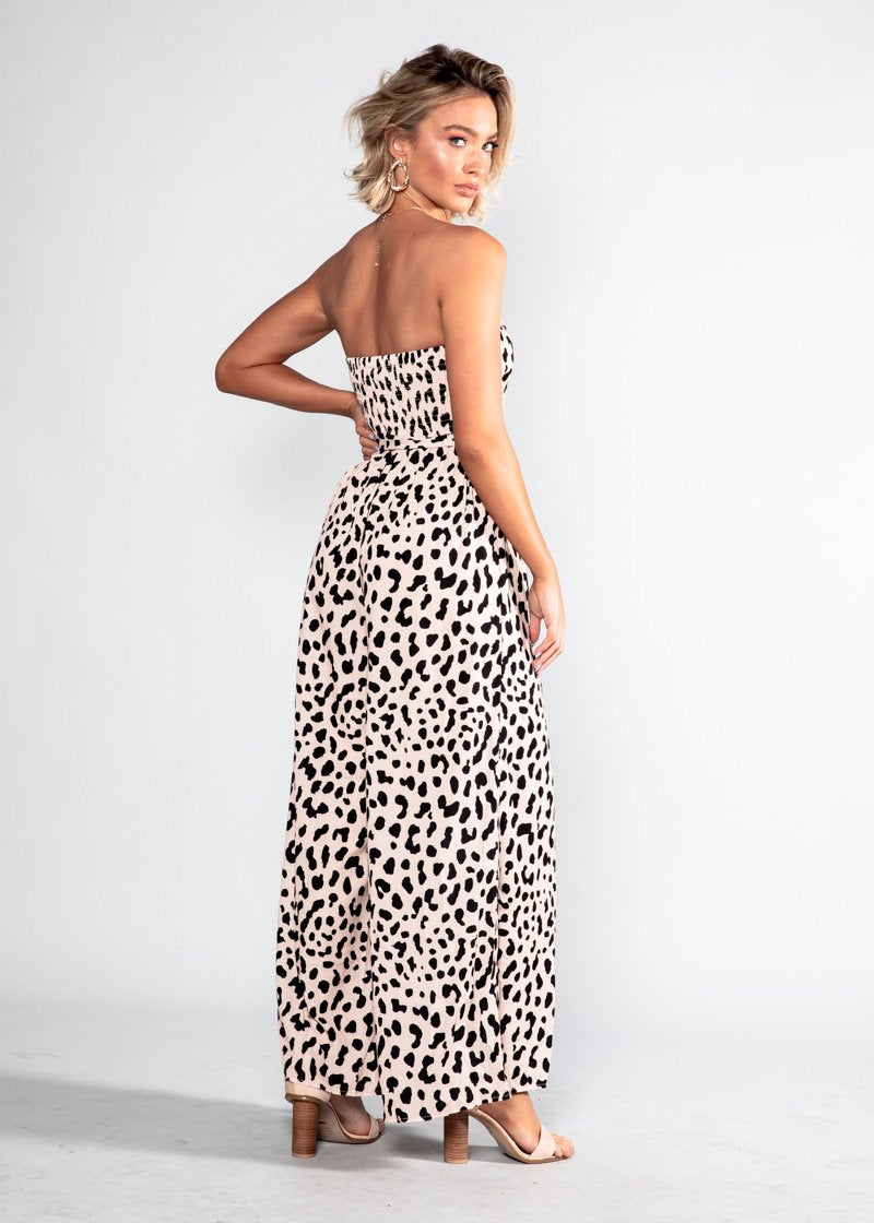 Guilt Free Strapless Pantsuit - Blush Leopard
