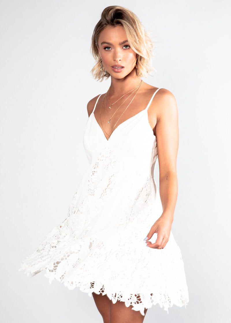 Moons Apart Crochet Dress - White