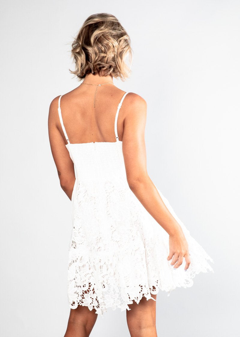 Moons Apart Crochet Dress - White
