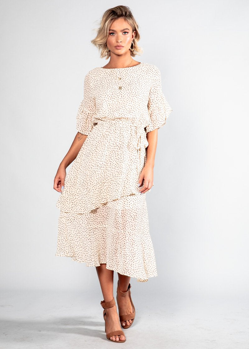 Marmont Midi Dress w/ Tie - Cream