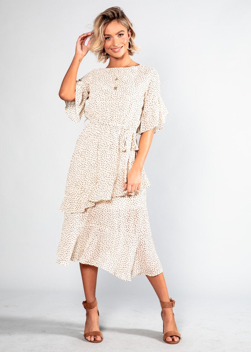 Marmont Midi Dress w/ Tie - Cream