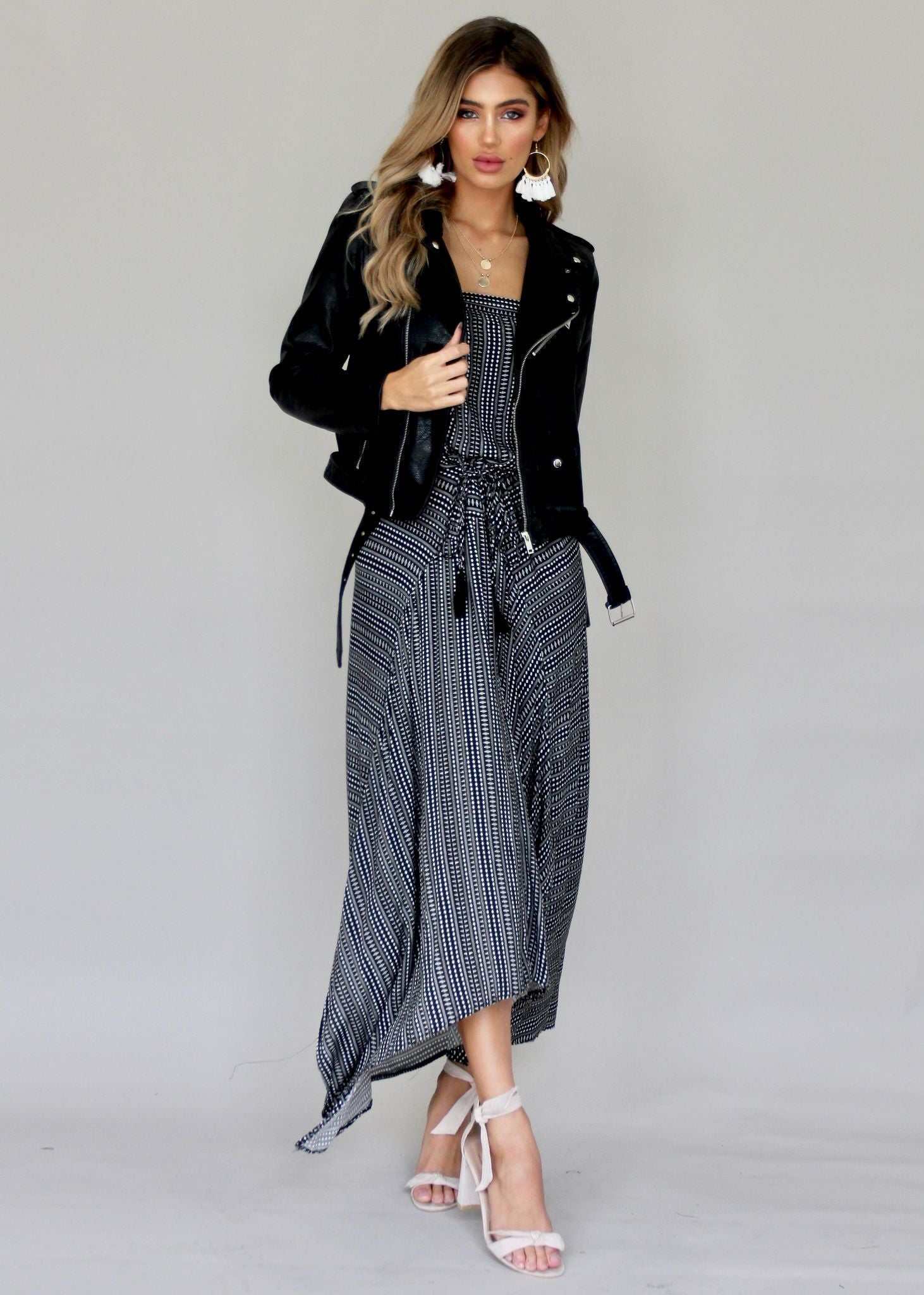 New Freedom Strapless Dress - Black Print