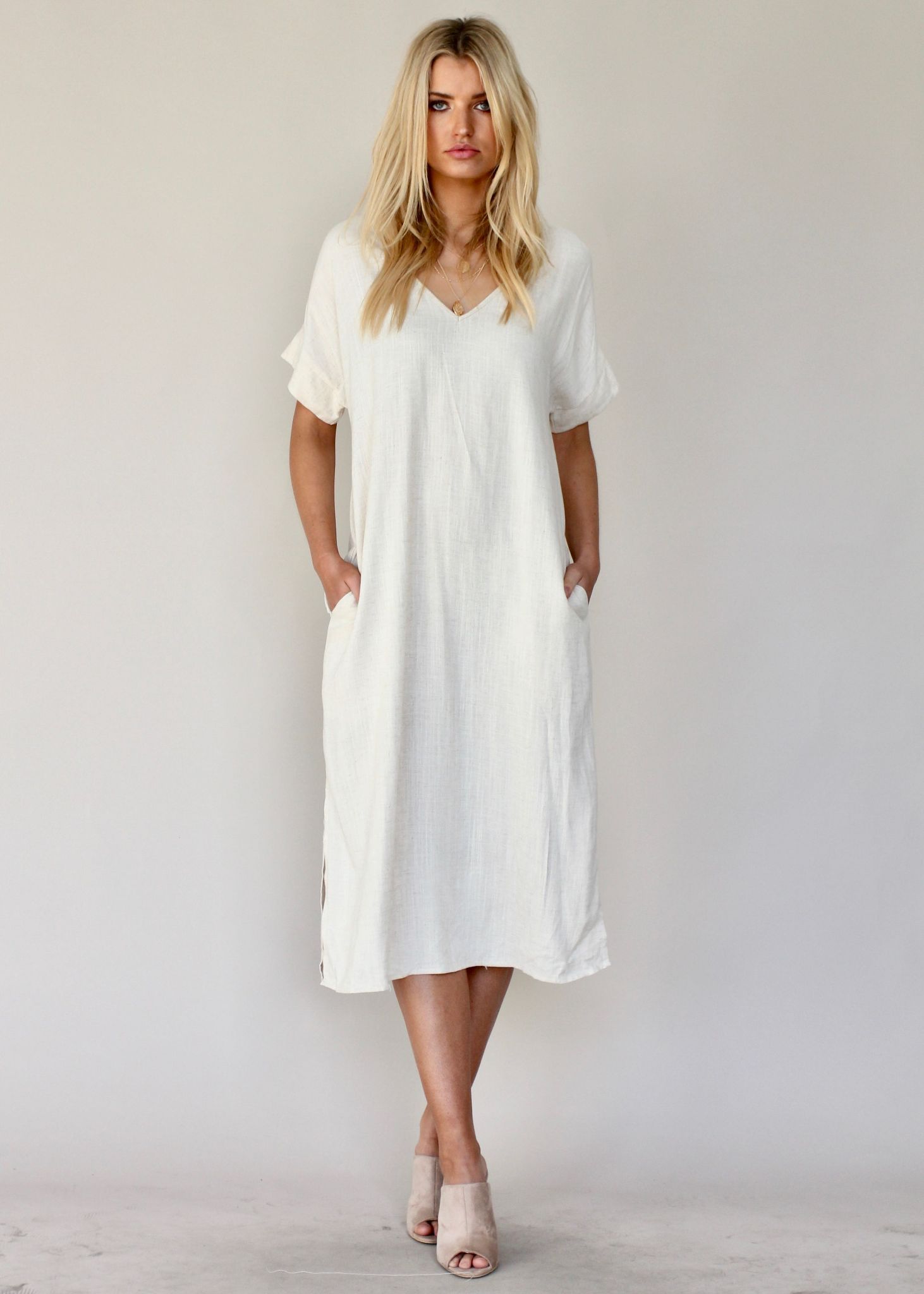 Get Right Midi Dress - Beige