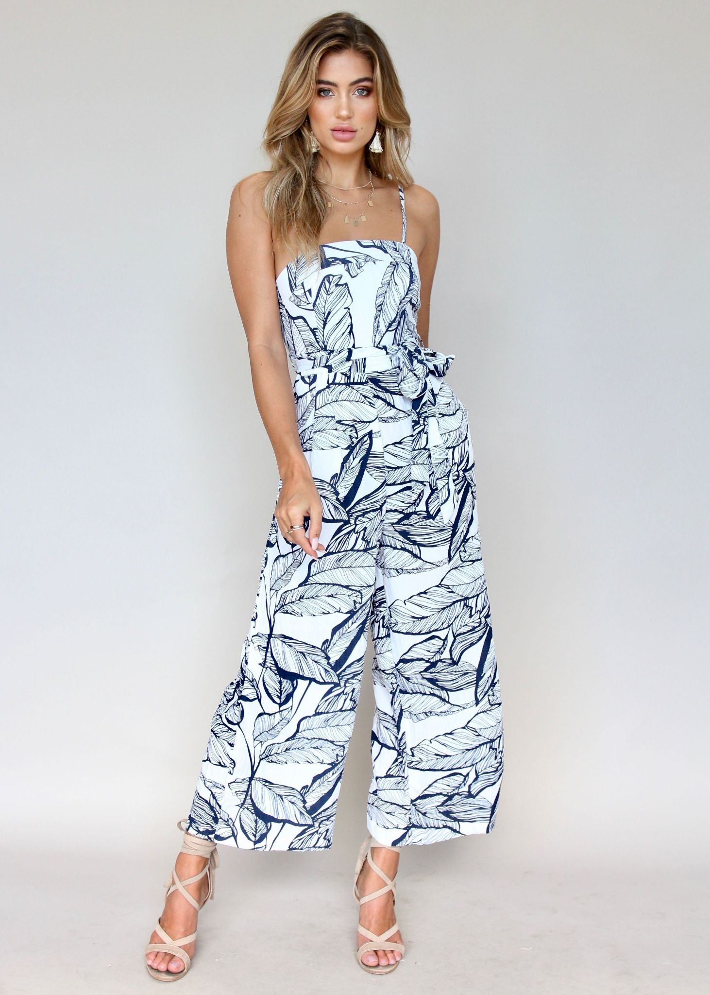 Miles to Sunshine Pantsuit - White/Navy