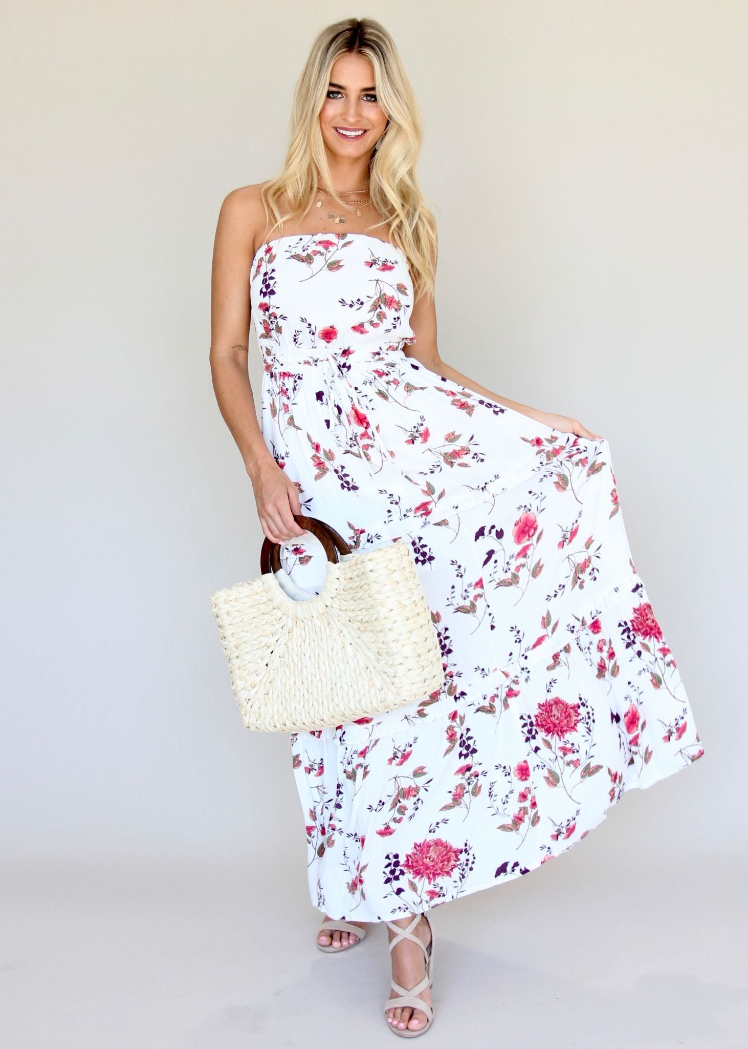 Lucina Strapless Dress - Pink Petal