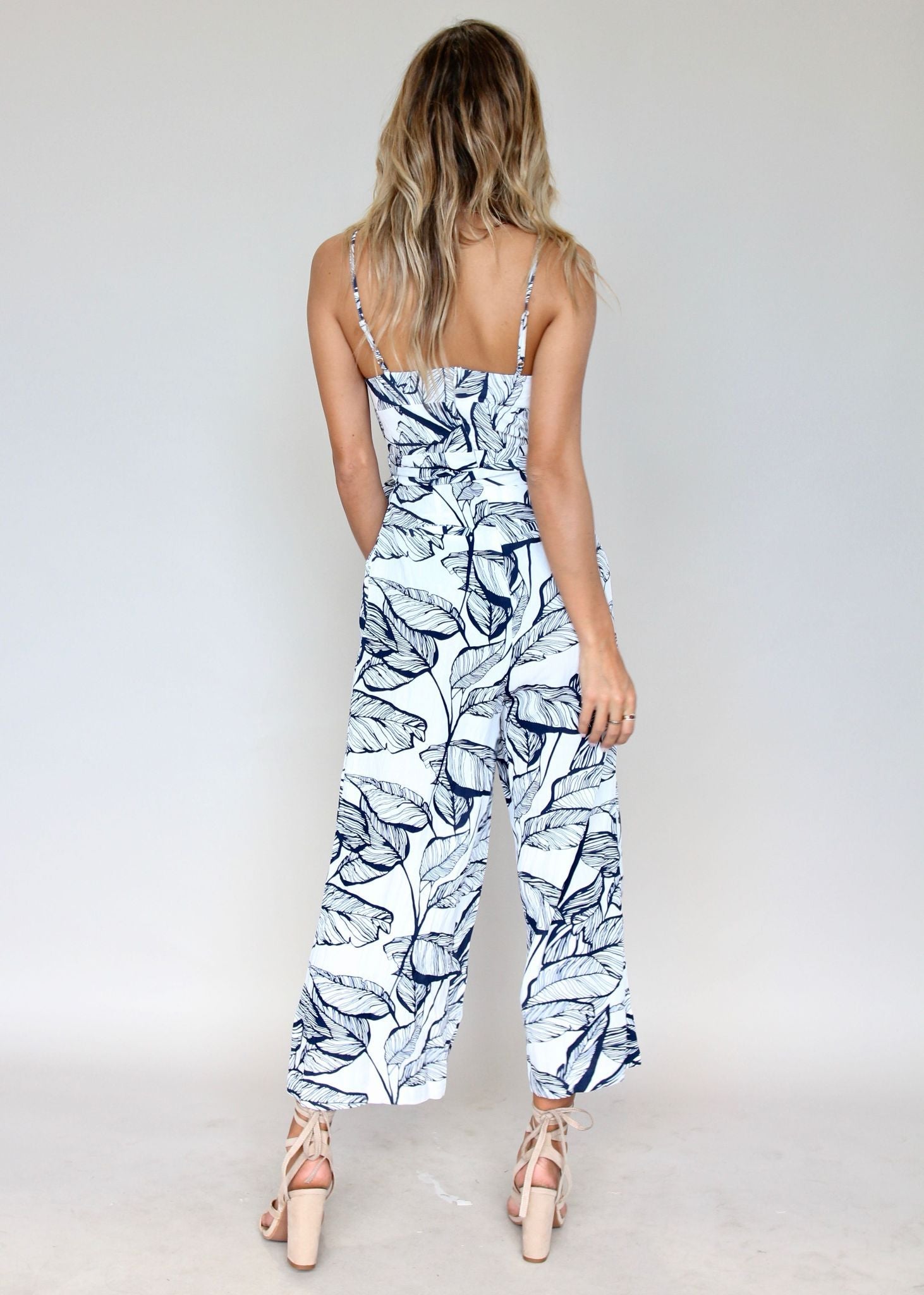 Miles to Sunshine Pantsuit - White/Navy