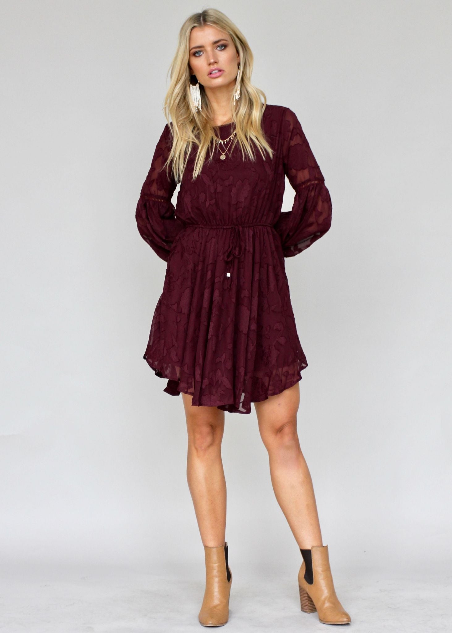 Rosita Swing Dress - Wine
