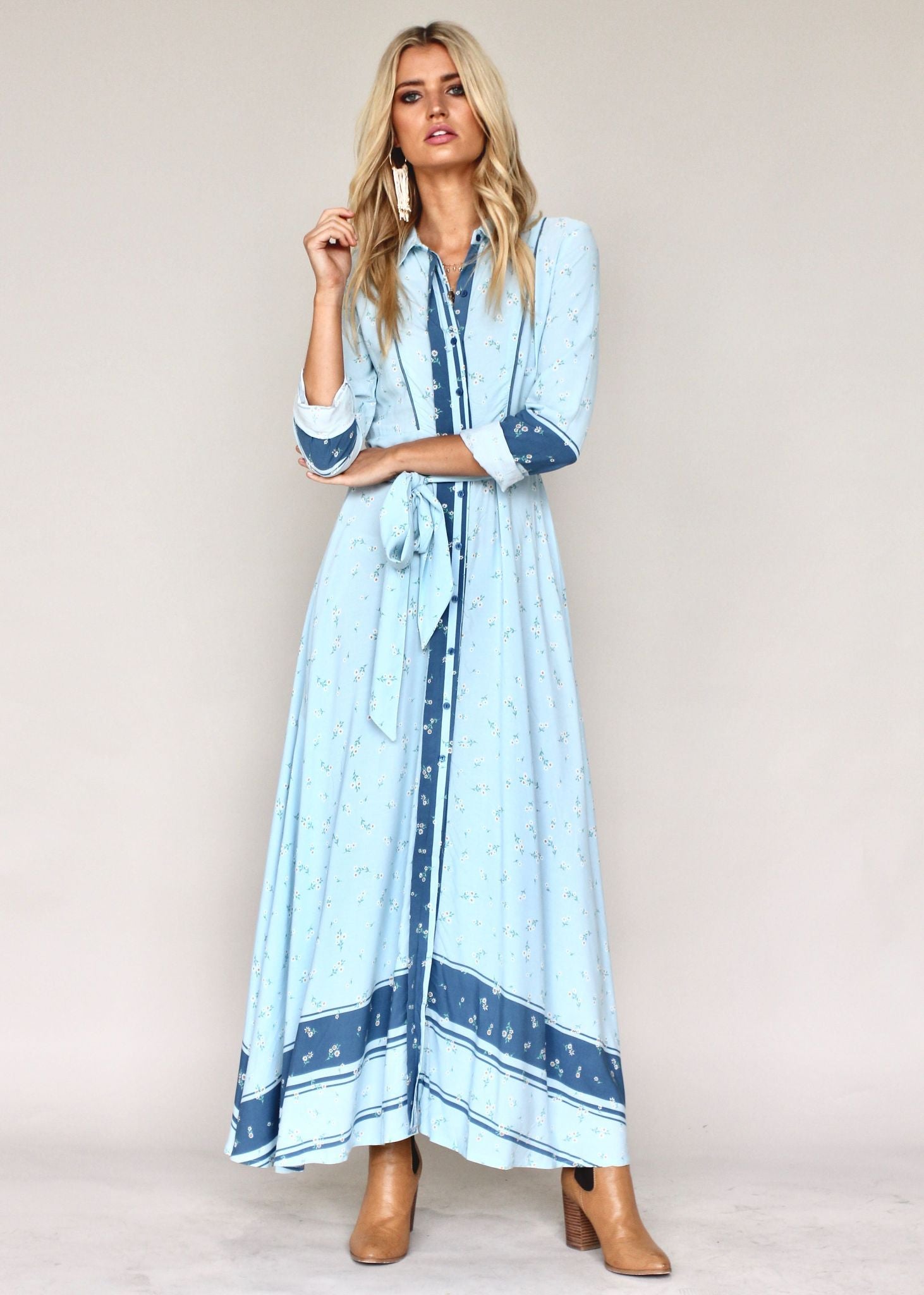 Araceli Maxi Dress w/ Tie - Buttercup