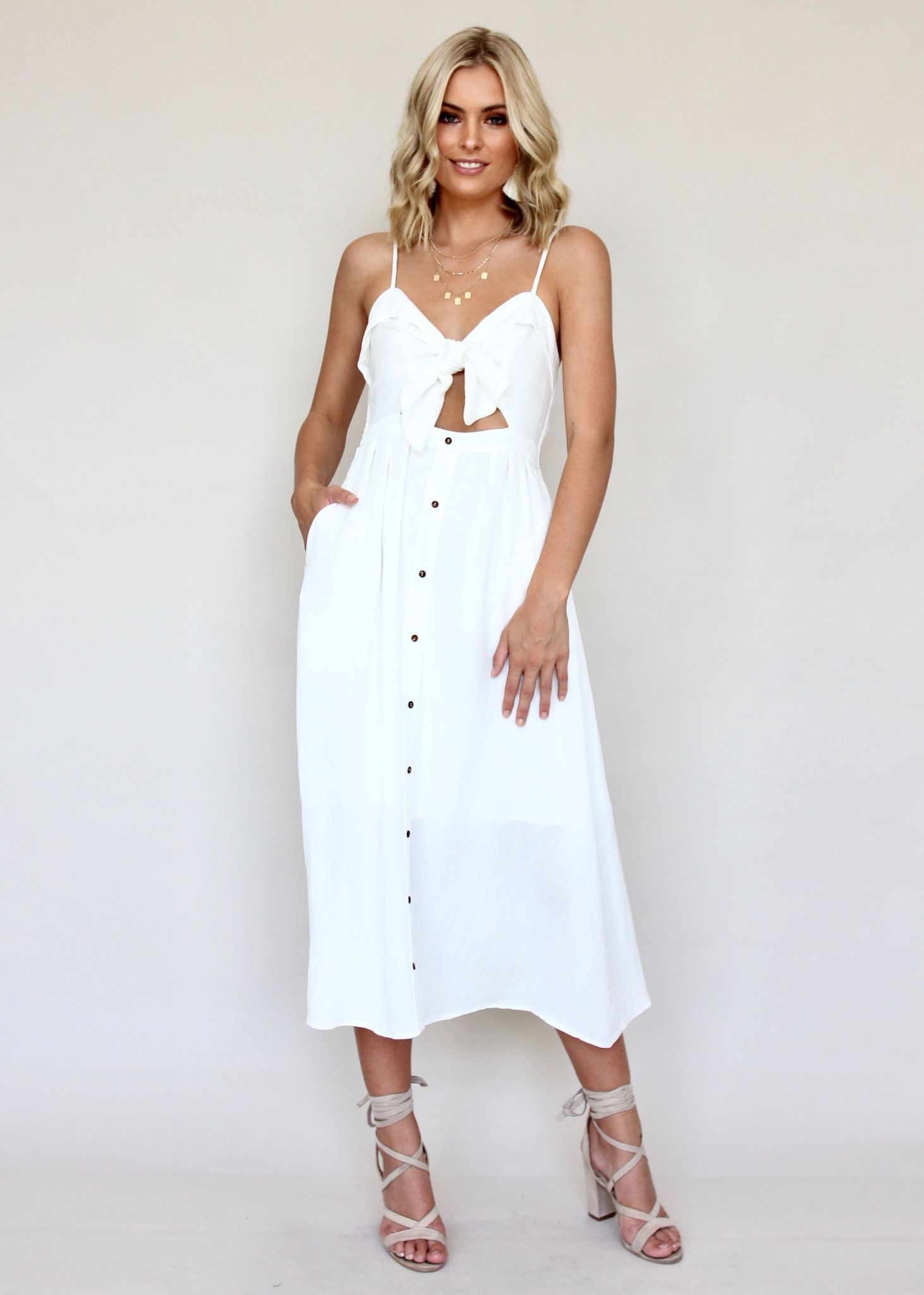 Spark The Night Midi Dress - White