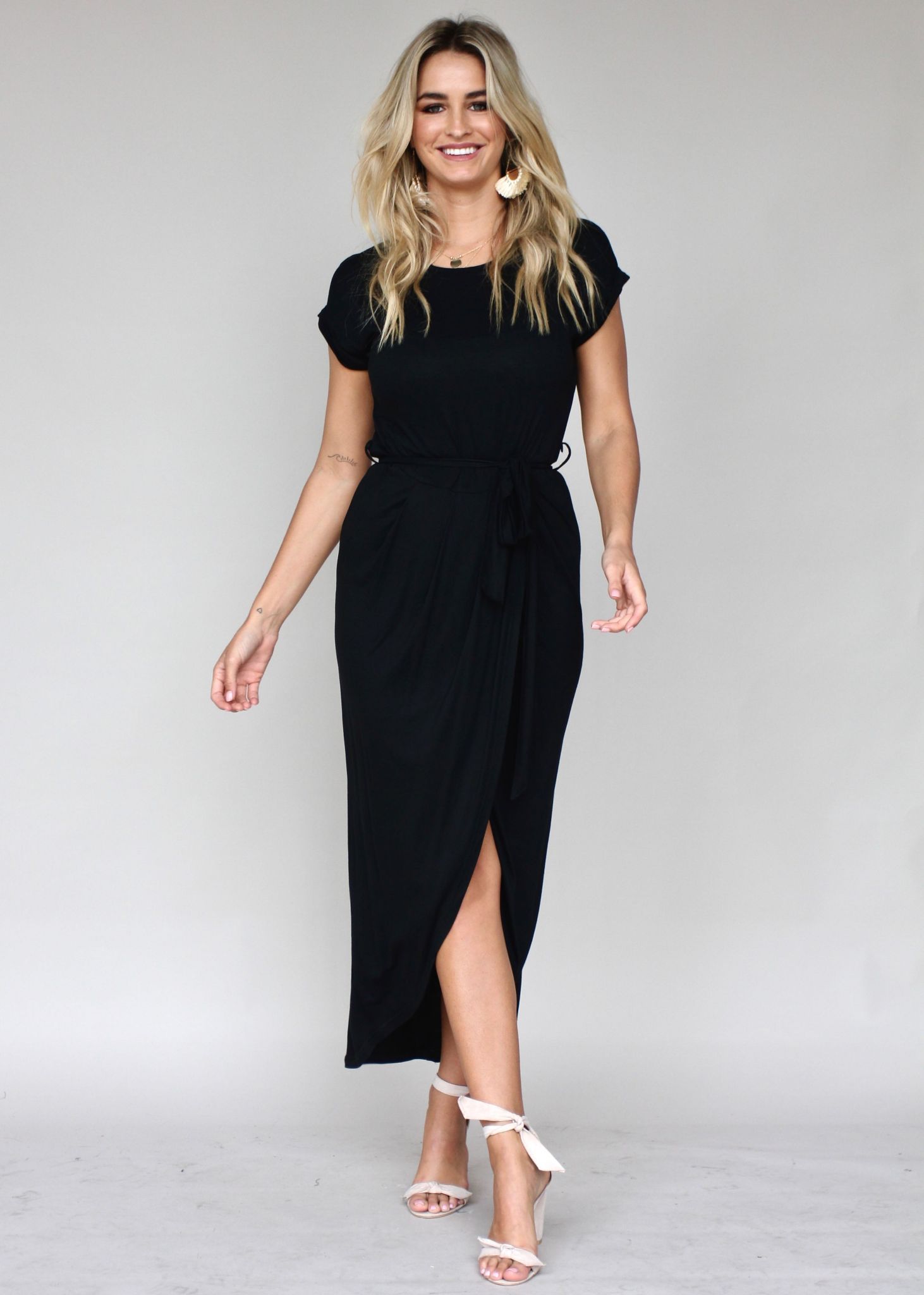 Walk This Way Jersey Midi Dress - Black
