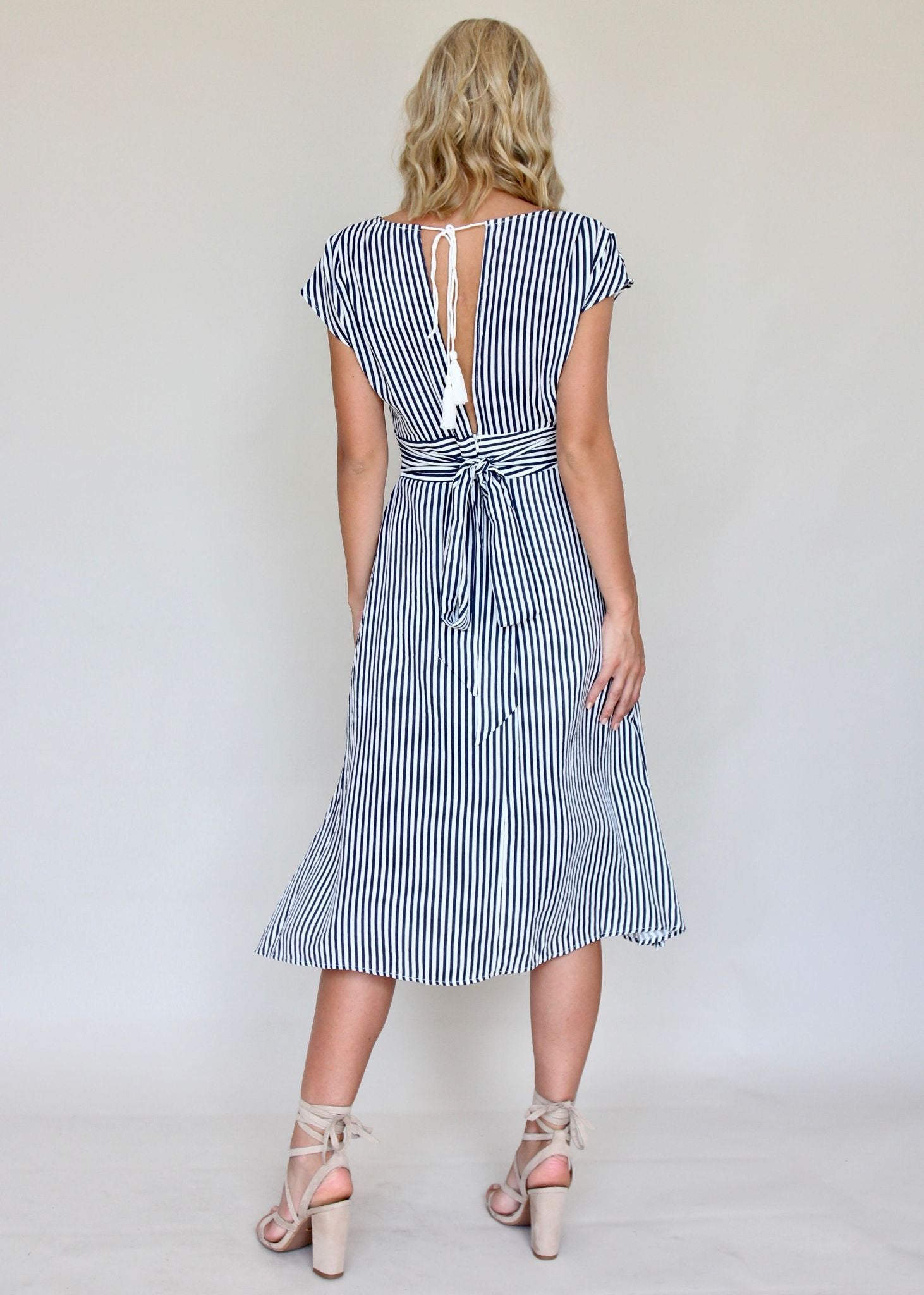 To Be Kind Midi Dress - Navy Stripe