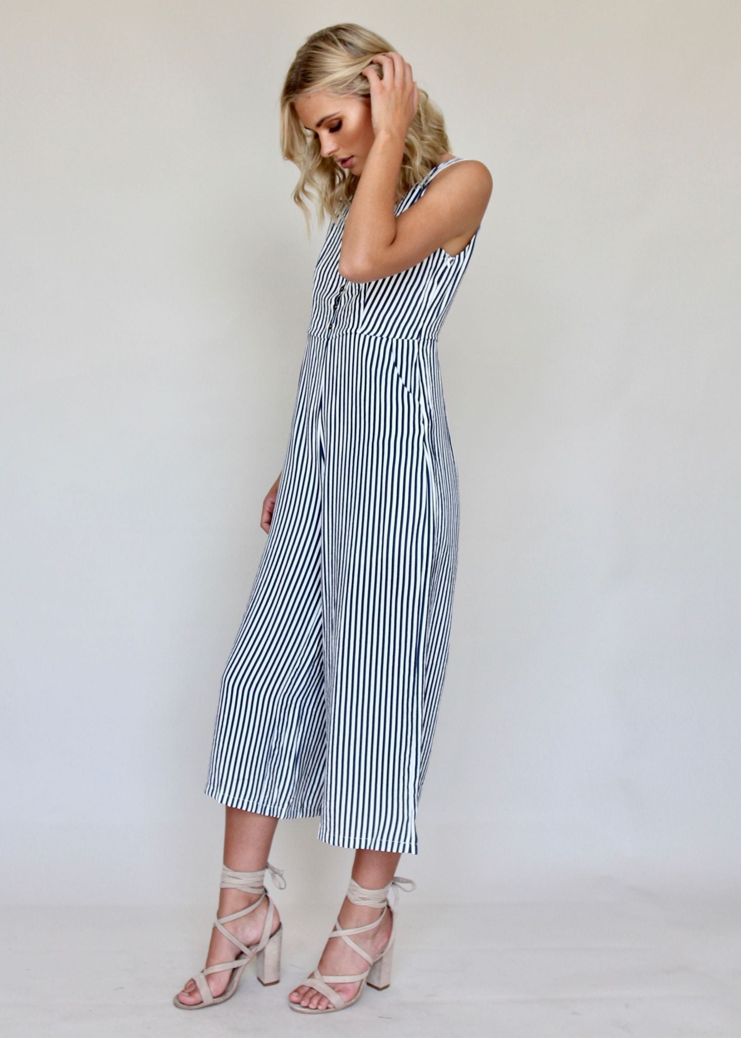 Boderie Pantsuit - Navy Stripe