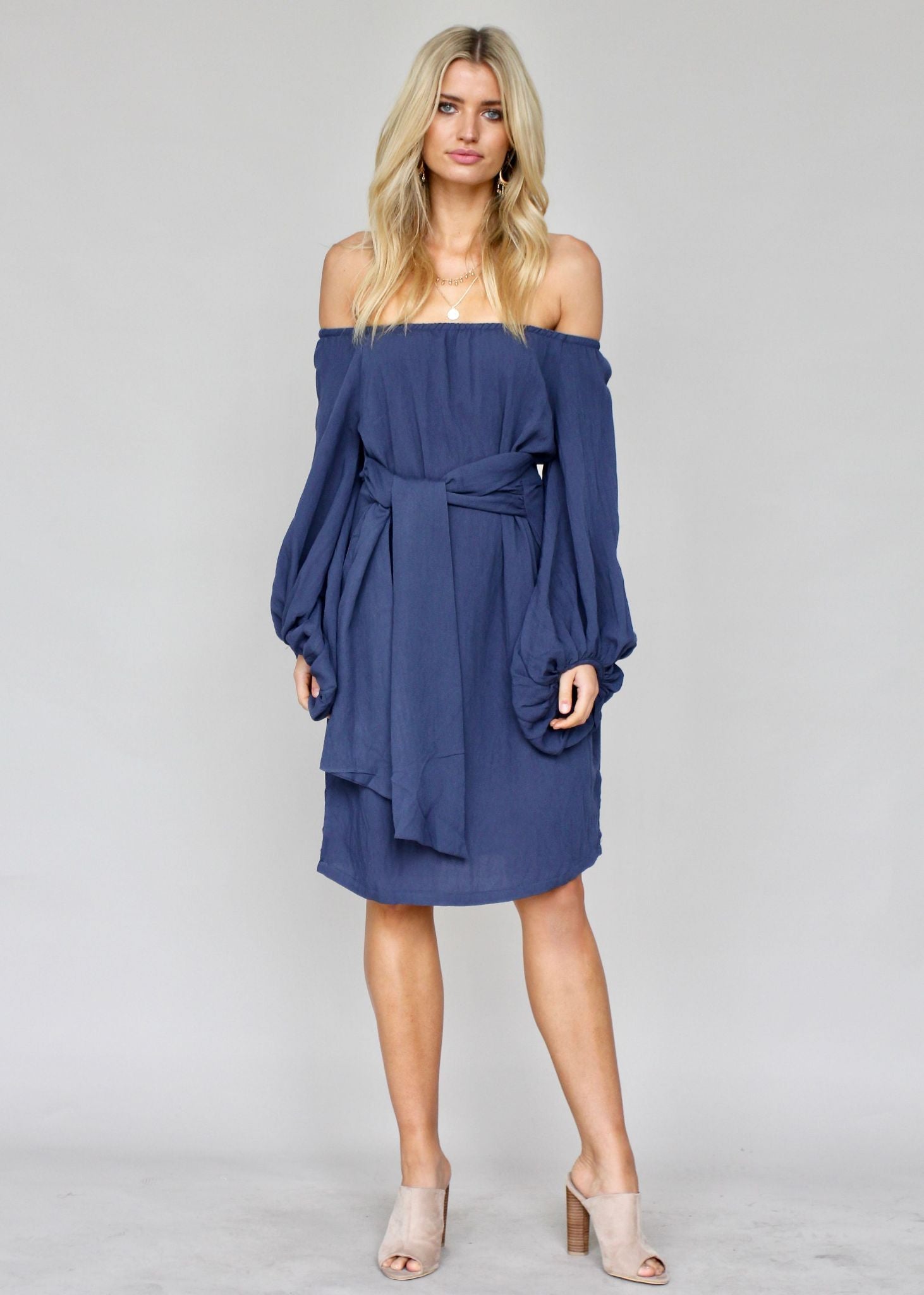 Somerstown Linen Tie Dress - Navy