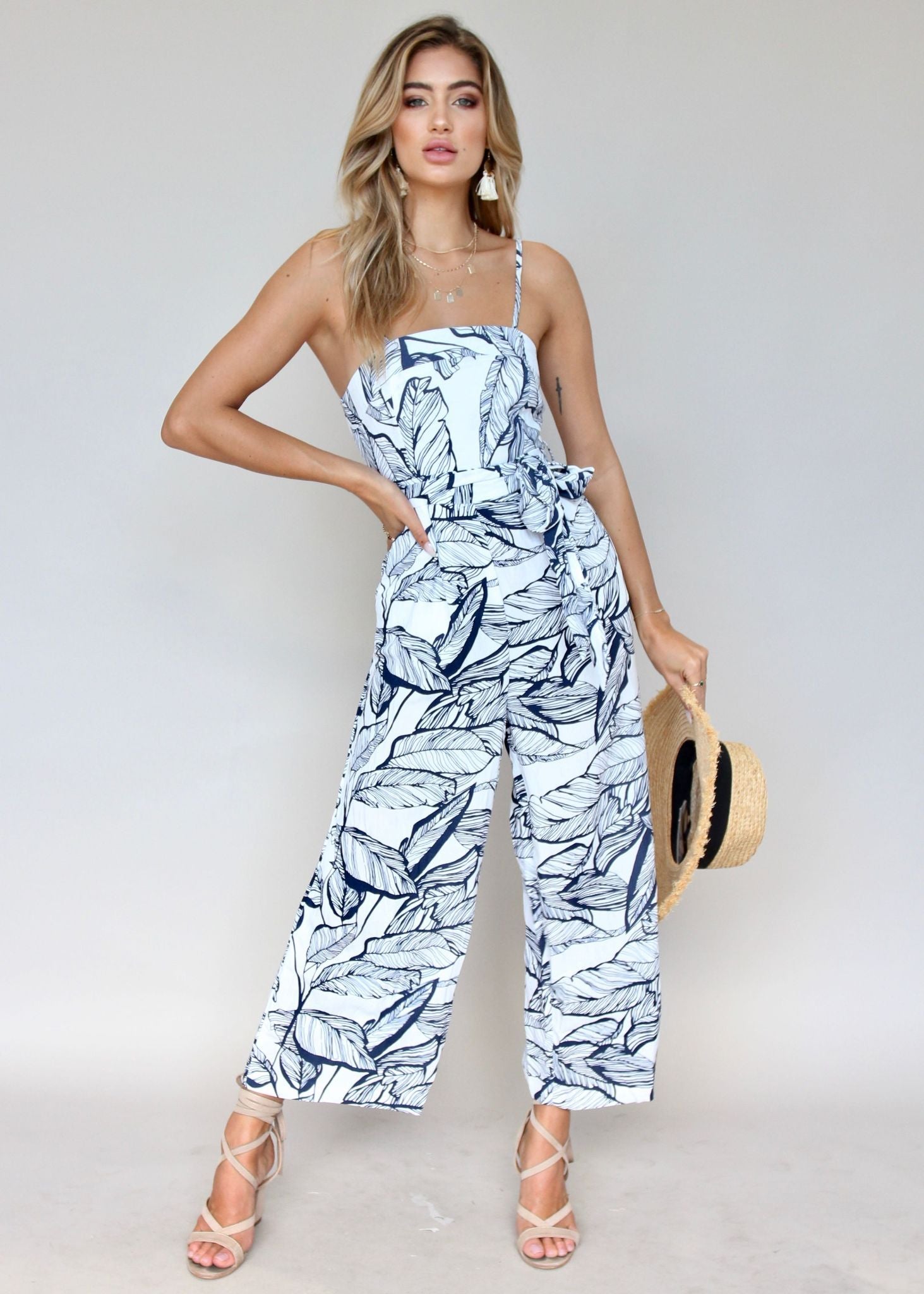 Miles to Sunshine Pantsuit - White/Navy