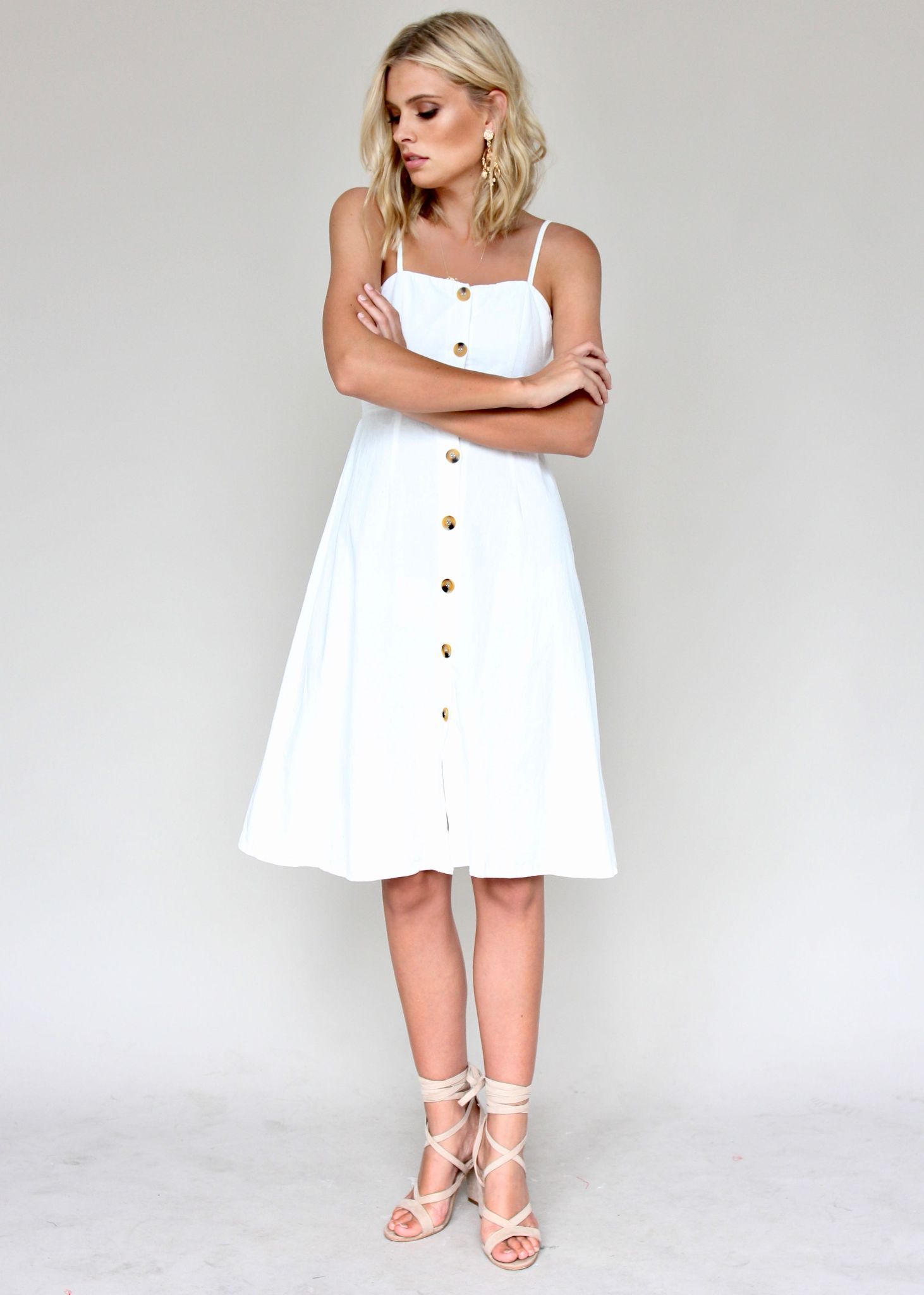 Set It Off Midi Dress - White