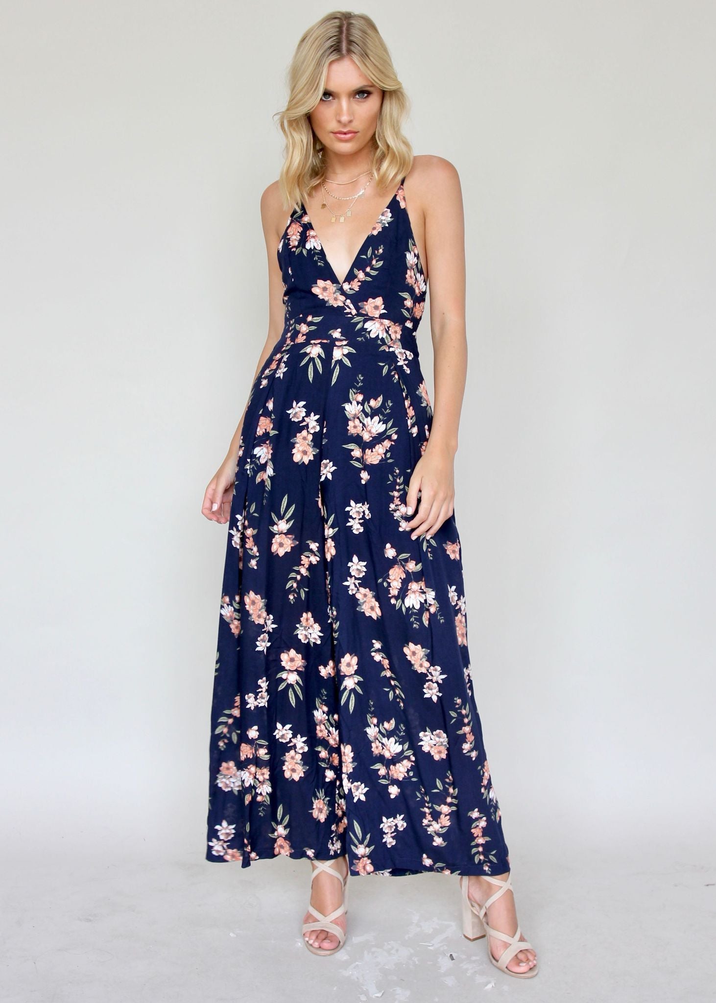 Last Glance Pantsuit - Navy Garden