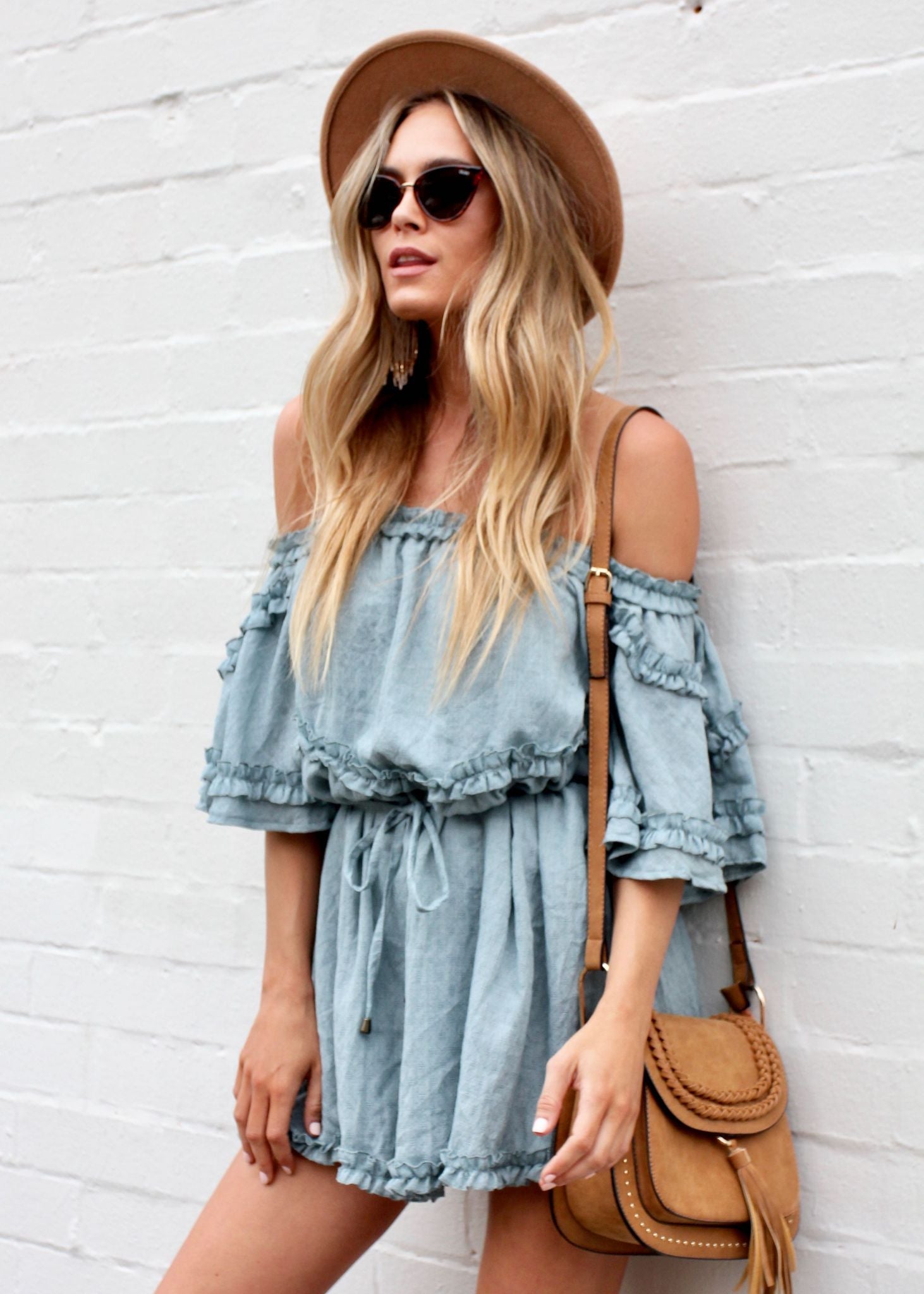 Sun Valley Off Shoulder Dress - Sage