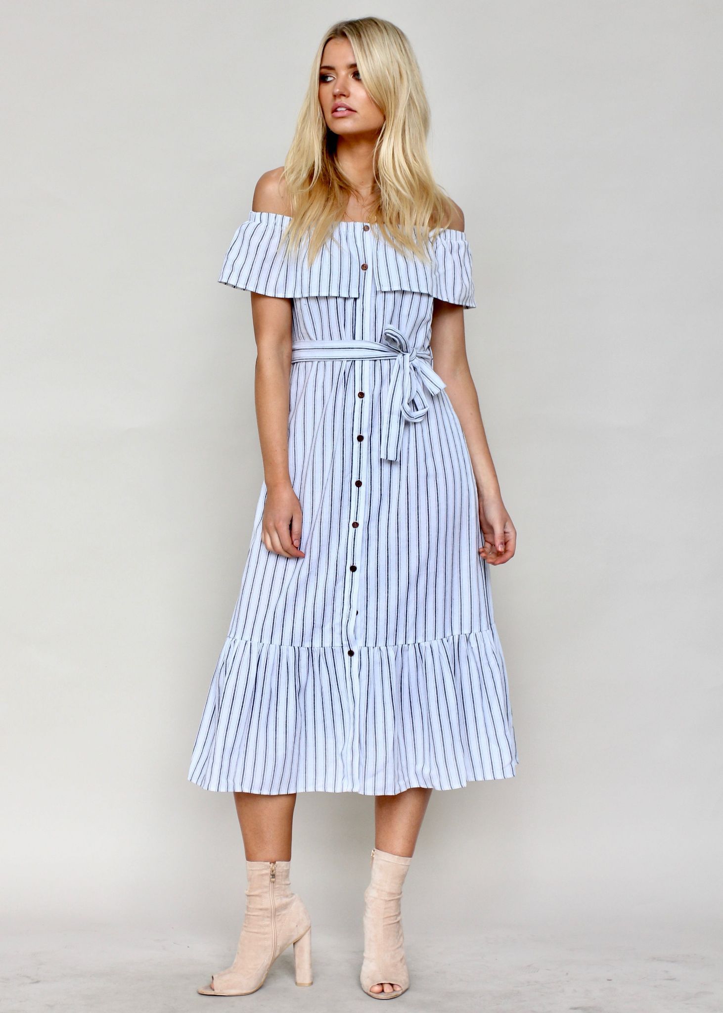 Precious Moments Strapless Midi Dress - White/Black