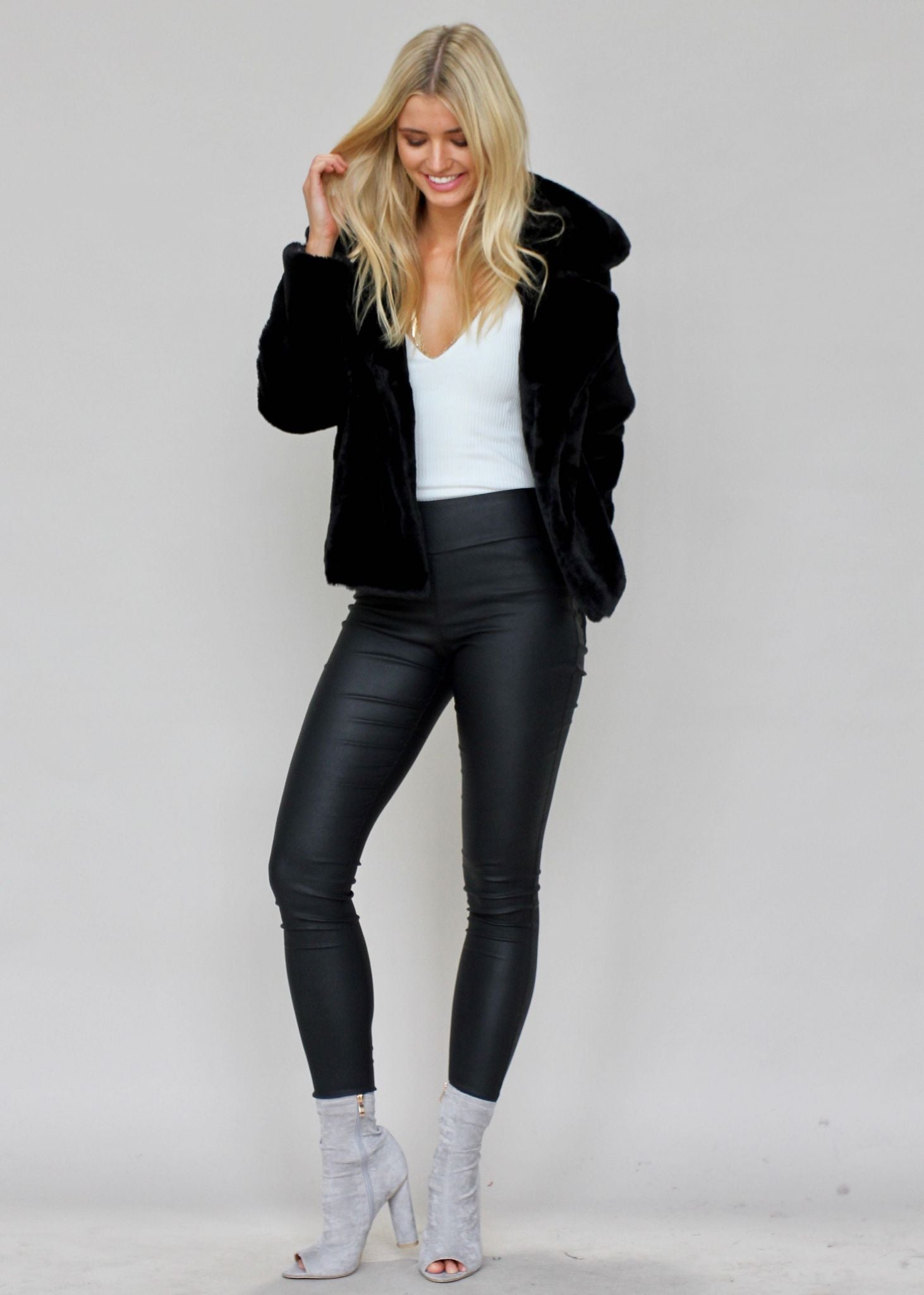 About A Girl Plush Jacket - Black