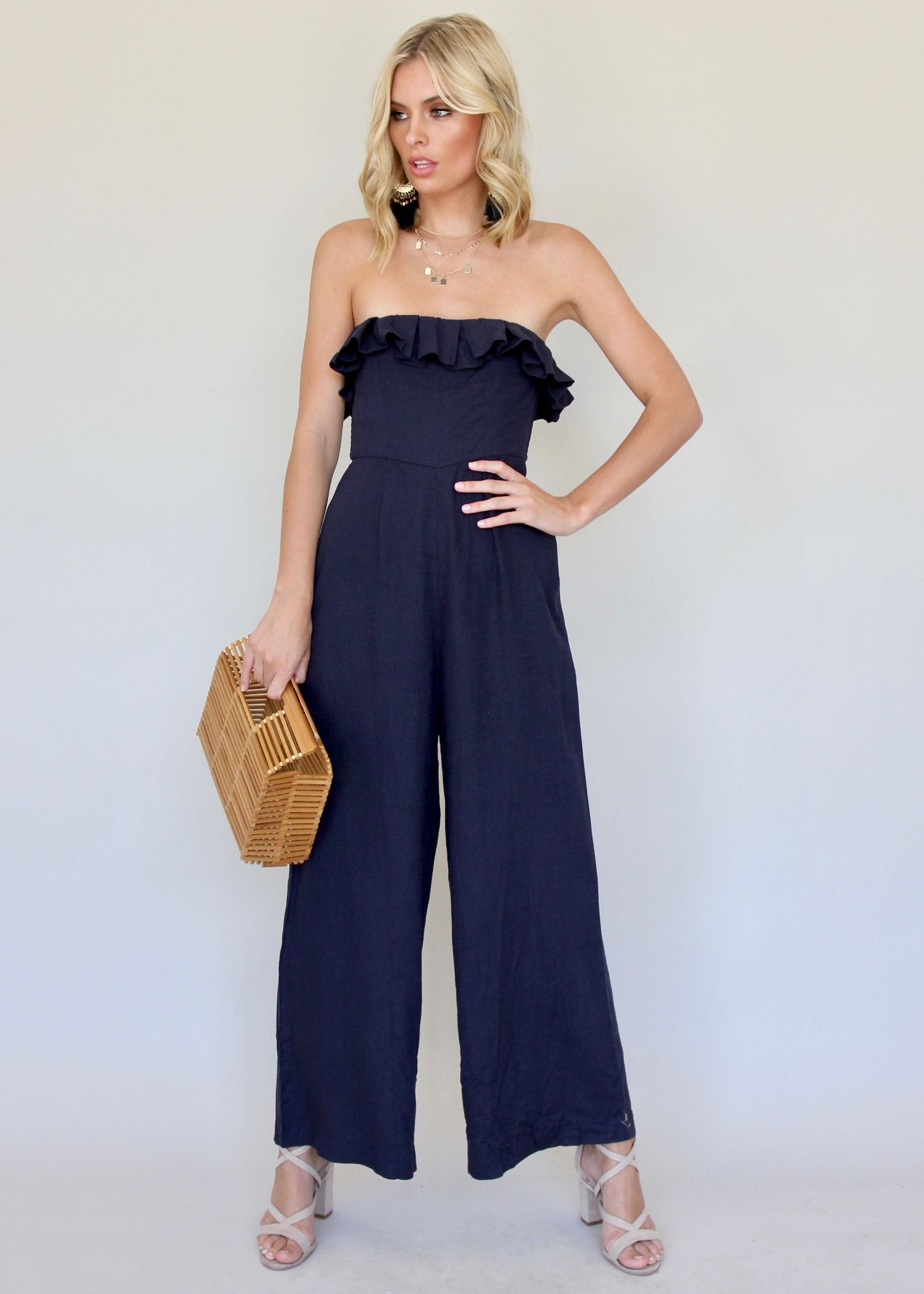 Remora Strapless Pantsuit - Navy