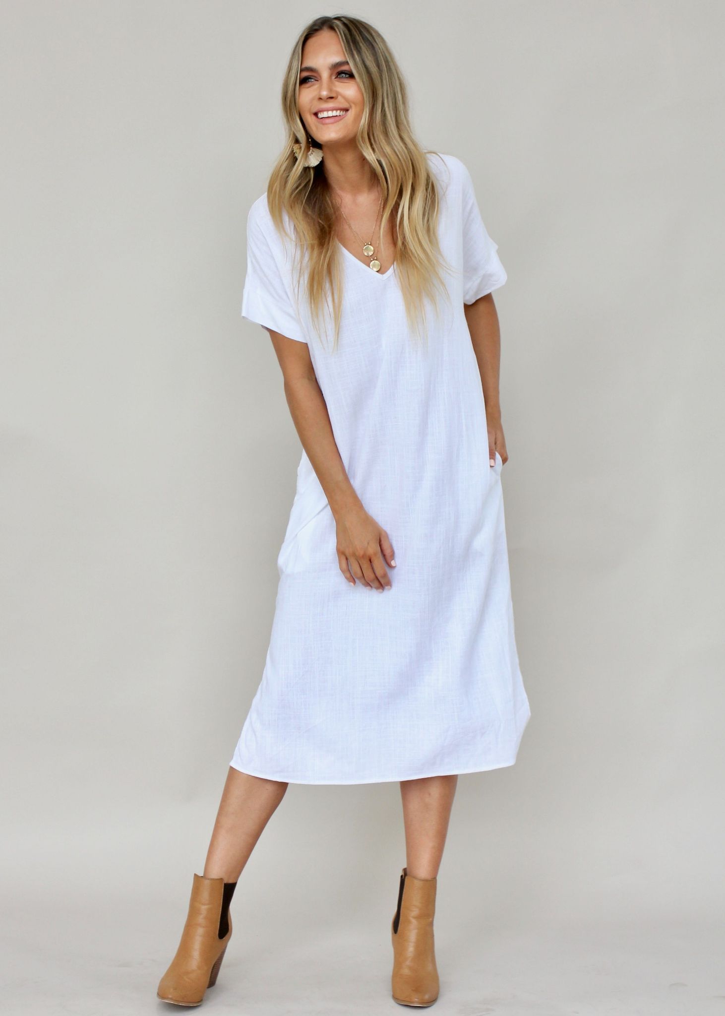 Get Right Midi Dress - White