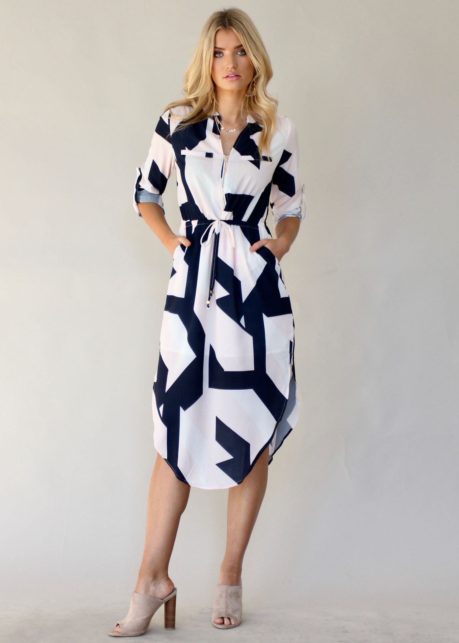 Let Me Lead Midi Dress - Geo