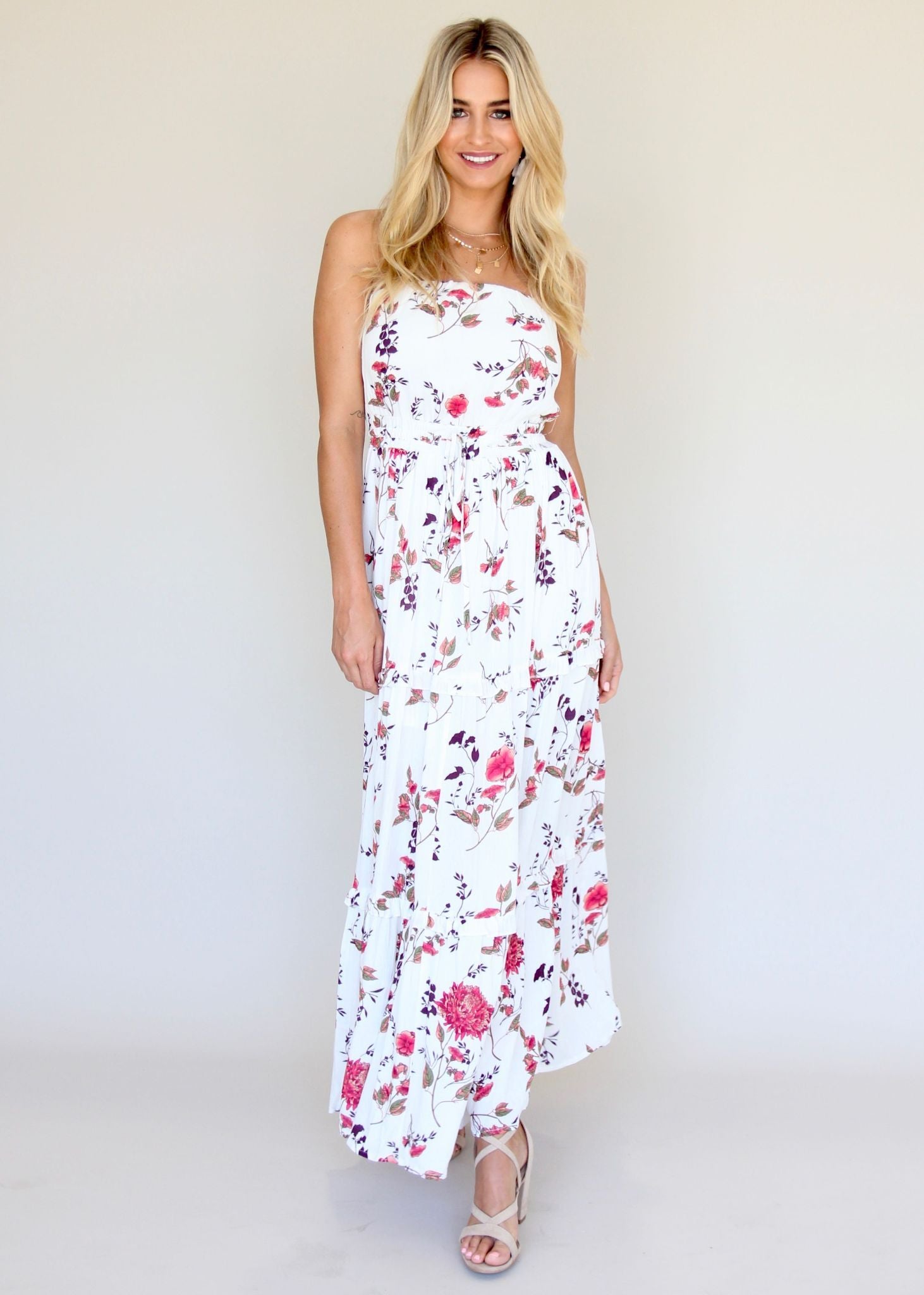 Lucina Strapless Dress - Pink Petal