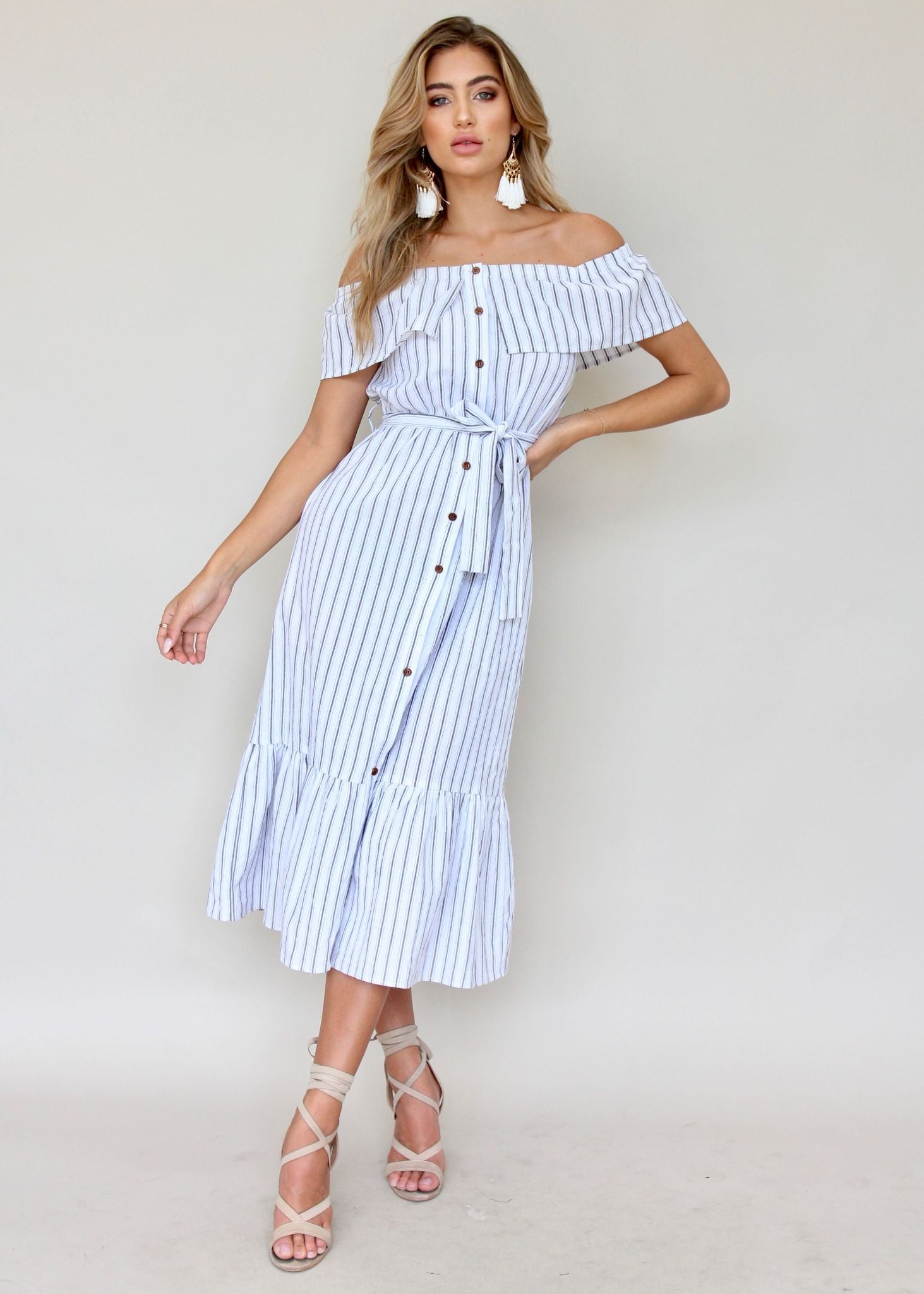 Precious Moments Strapless Midi Dress - White/Black