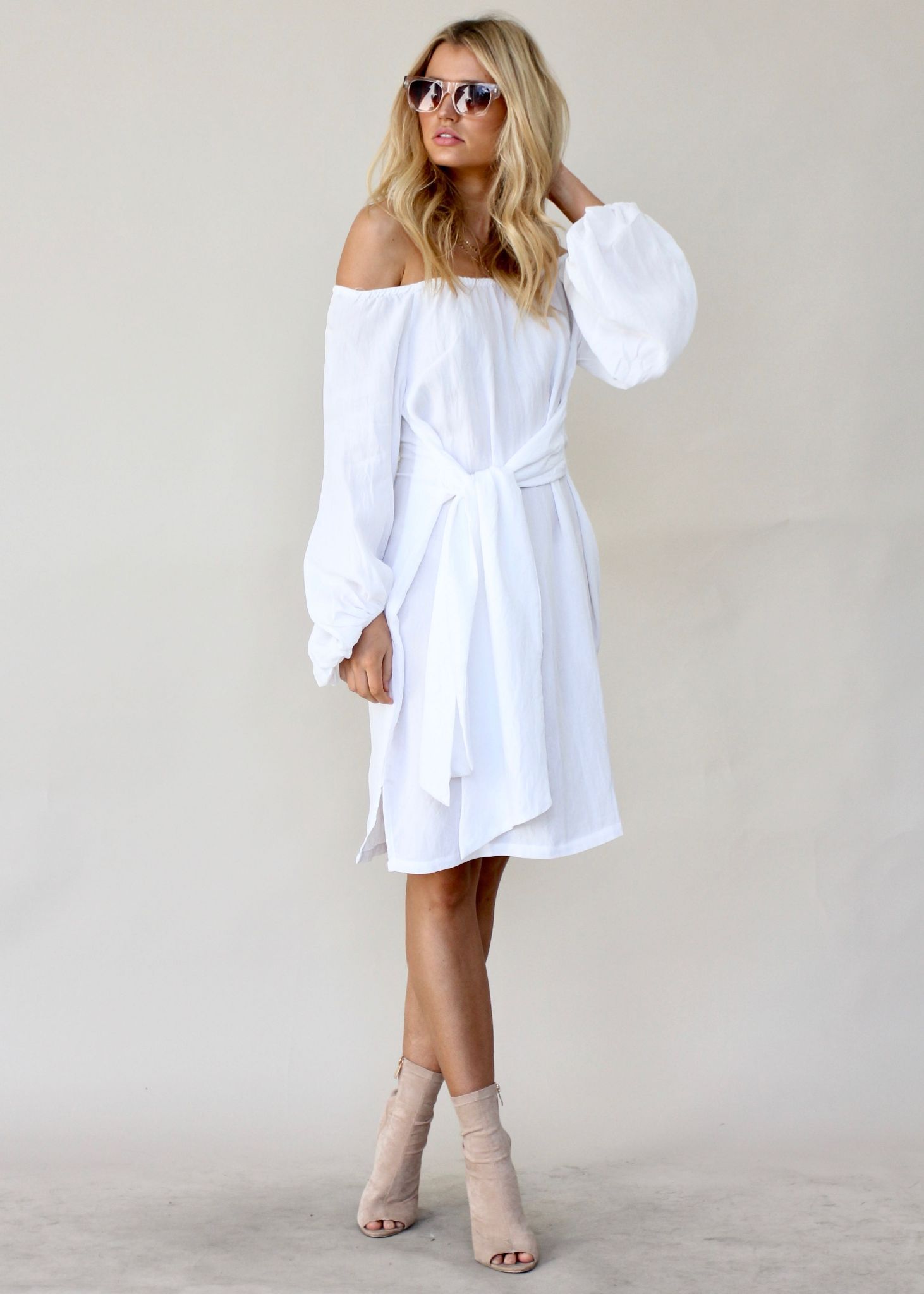 Somerstown Linen Tie Dress - Ivory