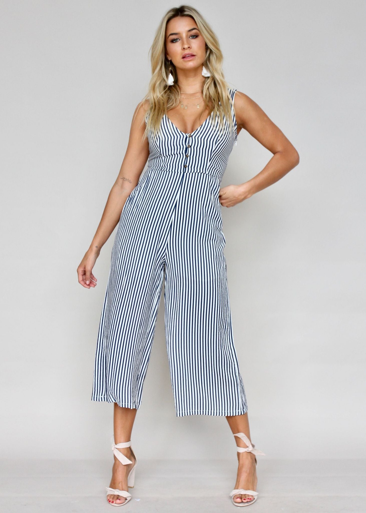 Boderie Pantsuit - Navy Stripe