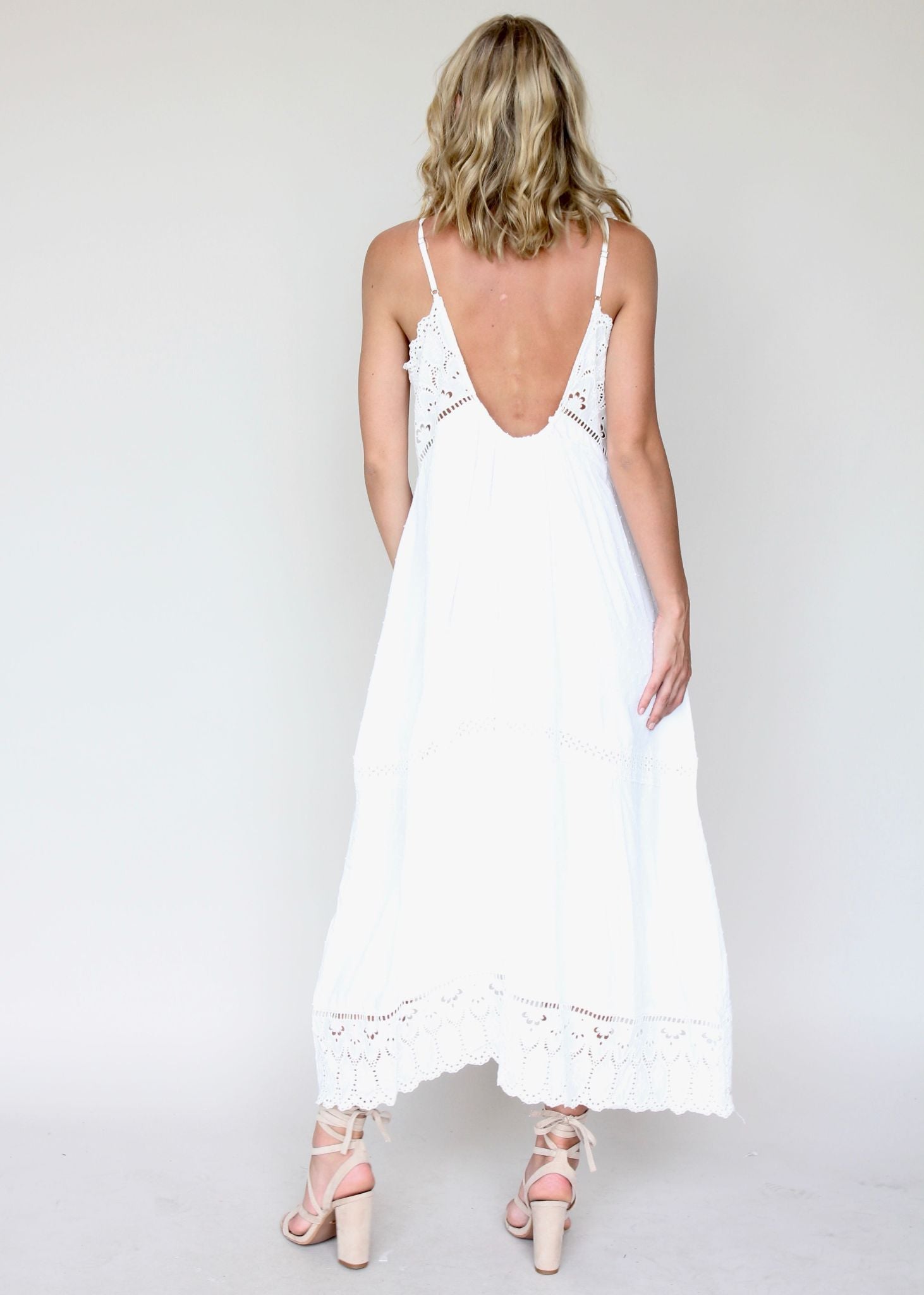 Annabelle Maxi Dress - White Embroidered