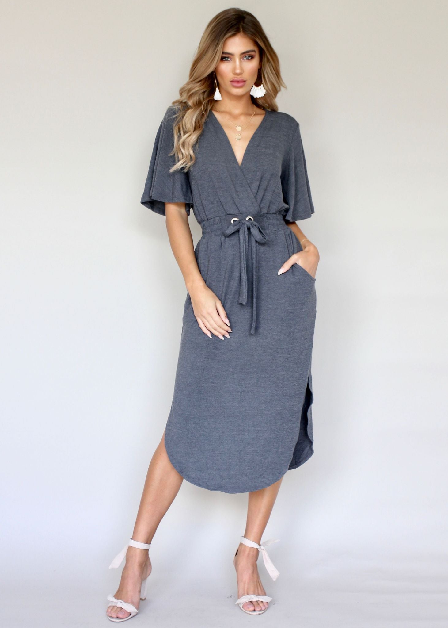 Run & Tell Midi Dress - Charcoal