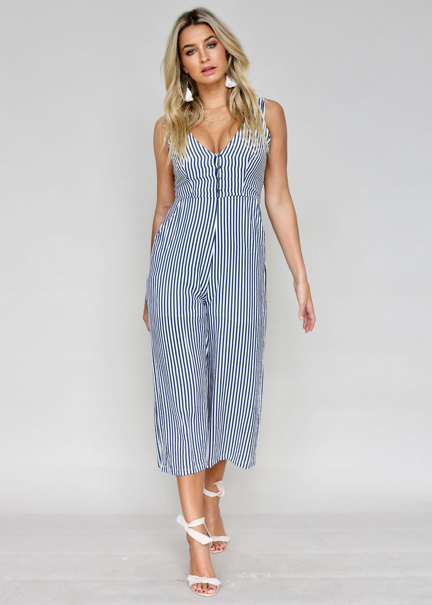 Boderie Pantsuit - Navy Stripe