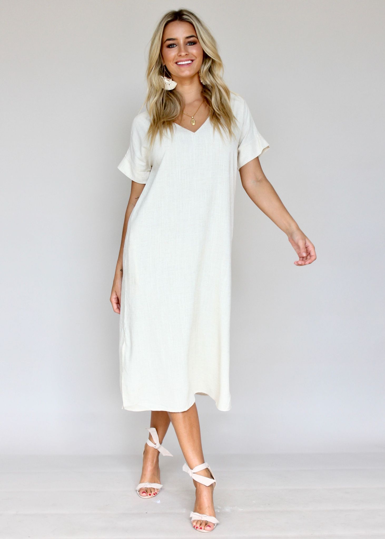 Get Right Midi Dress - Beige